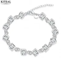 お金の昇進の推進ホット販売銀のブレスレットの立方体正方形の白いクリスタルブレスレット女性男の宝石卸売H241 925