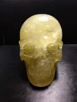 1.65 кг полированный натуральный Кристалл цитрин кварц резные череп Кристалл исцеления украшения дома камень череп