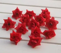 100 unids por lote Simulación Artificial Camellia de Seda Rose Cabeza de La Flor de La Boda 4 cm Bricolaje Broche de la Cabeza Anillo