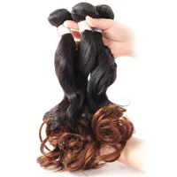 10A Grade Ombre 4bundles Spring Curl Peruvian Hair Malaysian Body Wave Mänskliga Hår Buntar Vävar Indiska Virgin Hair Brazilian Loose Wave