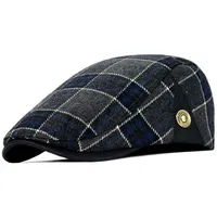 High Quality Retro Adult Berets Men Wool Plaid Cabbie Flatcap Hats for Women&#039;s Newsboy Caps free ship