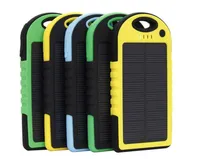Solar power bank 5000mah Charger LED flashlight Camping lamp Double USB Battery panel waterproof Portable charging for Cell phone