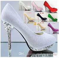 wholesale sexy crystal wedding sexy high heel plating heel round nose platform dress red bridesmaid dress shoe
