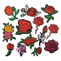 120pcs Kleine gestickte Blumeapplique Eisen auf Sew On Rose Patch-Kleidung DIY