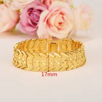 wide 17mm MEN 18K YELLOW GOLD GF REAL ID BRACELET SOLID WATCH CHAIN LINK 20cm Containing about 30% or more of an alloy