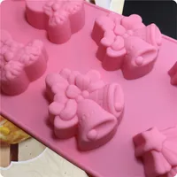 CORATED 8 Cavity Christmas Tree Bells Santa Claus Silicone Baking Cake Mold DIY Candle Soap Chocolate Molds Bakeware