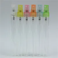 50 sztuk / partia Kolorowe 10ml Clear Spray Bottle Portable Atomizer Perfumy Mini Próbka Test Butelka Cienkie szklane fiolki