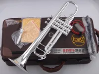 Professionelle Musikinstrumente LT180s-90 BB Trompete Messing Silber überzogene exquisite handgeschnitzte B-flache Trompete mit Mundstück
