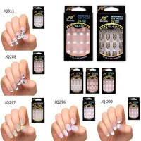 24 sztuk oszałamiające wzory francuski fałszywy paznokcie z żywicy ABS Fałszywy paznokci Pełna manicure Art Porady