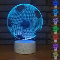 Futebol Noite Lamp 3D Acrílico LED Night Light Touch 7 Alterar cor Desk Table Lamp Light Party decorativa