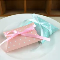Baby Shower Wedding Party Favors and Gifts Boxes Romantic Ribbon Pink / blue Candy Box Chocolate Bags