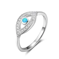 Dobra jakość solidna 925 Srebrne Pierścienie Laboratorium stworzone niebieskie opalowe sześcienne cyrkonia złe oko pierścień półfilistka biżuteria kamienna dla kobiet żona