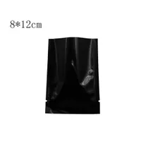 8 * 12cm ouvert en aluminium noir supérieur aluminium Mylar emballage sac alimentaire sac thermoscellable brillant papier d'aluminium poche bonbons au chocolat noix sacs sous vide 200pcs / lot