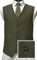 2019 Latest Emeral Green Wedding Groom Vests Wool Herringbone Tweed Vests Groomsmen Vest Mens Suit Vest Prom Blazers Waistcoat Plus Size