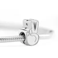 Symbol des Friedens Silber Perle Fits Original Charms 925 Sterling-Silber Armbänder Frau DIY Pooppar Perlen für Schmuckherstellung