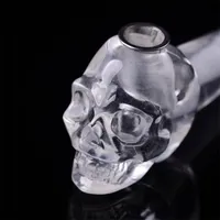 1 PCS free delivery!Natural white and paren quartz crystal skull engraved smoke tube and cigarette holder crystal smoke tube as a gift.