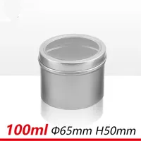80pcs / parti 100ml stora överlevnadstearinlar 3.5oz DIY Candle Tin Jars W / Fönster Visa kepsar Tom Aluminium Dry Storage Solid Parfymbehållare