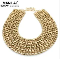 Manilai Chunky Metal Declaração Colar Para Mulheres Pescoço Bib Collar Gargantilha Colar Maxi Jóias Golden Silver Colors Bijoux