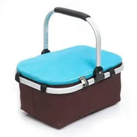 Wholesales free shipping Household storage collection utensils storage basket Portable Foldable Thermal Insulation Picnic Basket Blue