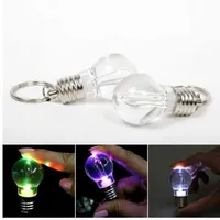 Night Luminous Keychain Glowing Flashlight Keychains Plastic Bulb Shaped Key Ring Mini Spiral bulb key chain