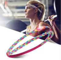 유니섹스 스포츠 꼰 머리 밴드 안티 - 슬립 탄성 다채로운 Sweatband 여성 피트니스 요가 체육관 러닝 사이클 Headbands