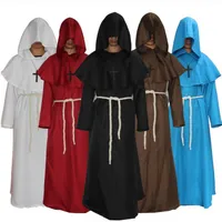 Halloween traje cosplay, monges medievais, monges, vestes, necromante, padre, traje, ponto cristão.