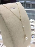 Frete Grátis Natural 4mm 8-9mm akoya pearl necklace 18 k ouro maciço