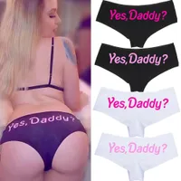 Kvinnor Sexig Underkläder G-String Briefs Underkläder Tränar T String Thongs Knickers Ja Daddy Letters Printing Sexiga Kvinnor Tränar