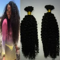 2 Bundles Human Braiding Hair Bulk No Attachment Mongolian Afro Kinky Curly Bulk Hair For Braiding 2Pc