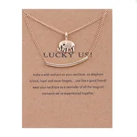 Alta calidad Dogeared collares con tarjeta chapado en oro elefante encantos colgante doble capa collar para mujer joyería de moda artesanía