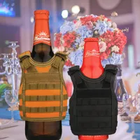 7 Color Tactical Vest Beer Beverage Bottle Cooler Vest Molle Mini Hunting Vests Model Cup Sleeve Adjustable Shoulder Straps Beverage Coolers