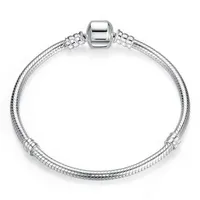 (En stock) Fábrica Al Por Mayor 925 Pulseras de Plata de ley 3mm Cadena de Serpiente Fit Pandora Charm Bead Bangle Bracelet Regalo de La Joyería Para Hombres mujeres
