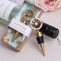 Golden Compass Wine Stopper Wedding Favors And Gifts Wine Bottle Opener Stopper Bar Tools Souvenirs For Party Supplie