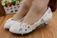 Chaussures de mariée en dentelle en dentelle à talons à talon blanc