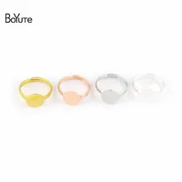 Boyute 30pcs redondo 6mm 8mm 10 mm DIY Cabochon Base Ajuste 3 colores anillo ajustable anillo en blanco Bandel de la bandeja de joyería