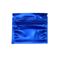 7.5 * 6cm azul lustroso Mylar Folha Zip Bloqueio Bolsa 100 pçs / lote Saco de pacote de alimentos secados Saco de armazenamento à prova de alumínio Folha de alumínio