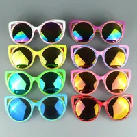 Espejo niños gafas de sol gato ojo moda niños anteojos marco chica fresco diseñador gafas de sol mezcla colores