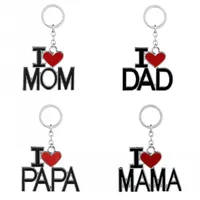 I Love Mom Dad MAMA PAPA-Charme Keychain Familie Keyring Mütter Väter Schlüsselanhänger für Vati Mama Schlüsselring Geschenke