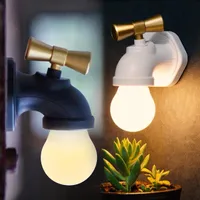 Creative Faucet Tipo Control de voz inteligente LED Lámpara nocturna USB Grifo recargable Noche Luz de noche Home Hallway Iluminación Niños Regalo