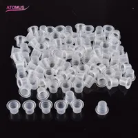 100 Pcs/Set Tattoo Ink Cup Cap Holder Pot Small Plastic Cups Microblading Makeup Pigment Container Holder Tattoo Supplies