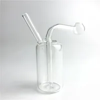 Mini 4 tums glasolja Burner Bong All i en ny återvinningsolja Rigar glas Bong Clear Tjock Glas Bong för rökning