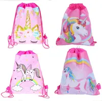 Cartoon Printing Unicorn Drawstring Bags non-woven pony Backpack students Shoulder storage Bags pouch girls Children Birthday Gift backpacks