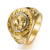 Moda hip hop cor ouro cor anel masculina estilo punk anel banda legal leão cabeça anel masculino jóias # 8-13