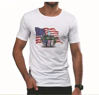 Beyaz ABD bayrağı baskı tişörtlü yaz erkekler TEE moda ekip boyun erkek T-Shirt