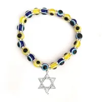 Evil Eye Hamsa Bracelet perles étoile de David Charm Pendent pour les femmes Religion Bracelet Vintage Bijoux Cadeaux
