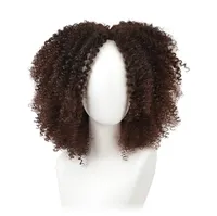 Kadınlar için 14 inç Kahverengi Sentetik Kıvırcık Peruk 9 Renk Ombre Kısa Afro Peruk Afrika Amerikan Doğal Siyah Saç