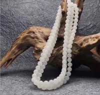 Hermosa 8mm Natural White Pearl Bead Necklace Fashion Women Men's Jewelry
