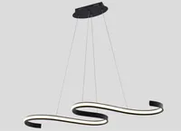 Moderne minimalistische LED Hanglamp Wave Droplights Black Island Verlichtingsarmatuur 45 W Indoor Kroonluchters voor Eetkamer Woonkamer Keuken