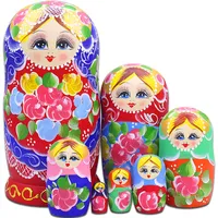 7 pes Matryoshka Russian Doll Wooden Nesting Dolls Hand Printed Set Baby Toy Home Decoration Birthday Gifts