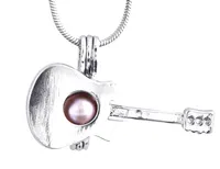 Silber Gitarre Form Medaillon Perle Perlen Käfig Anhänger hinzufügen Auster Schmuck DIY Mode Frauen Geschenk P49